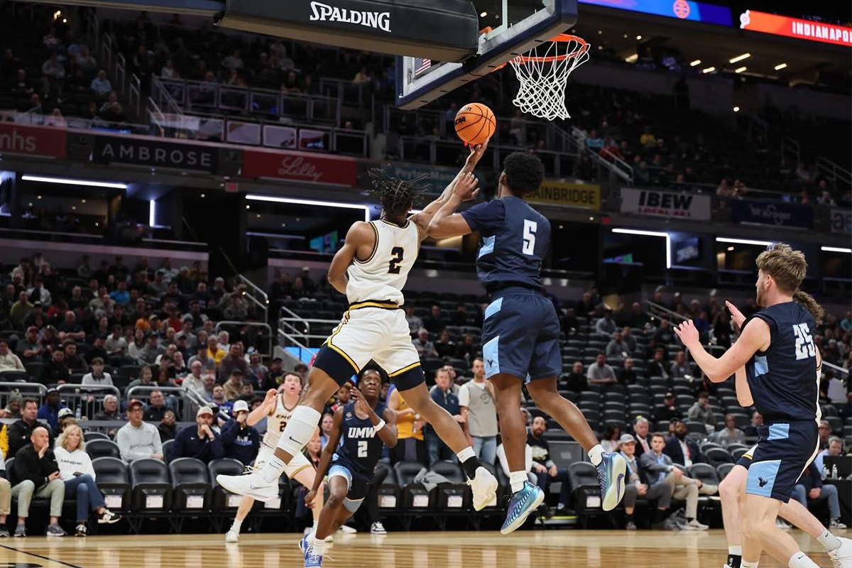 male basketball players during a game
