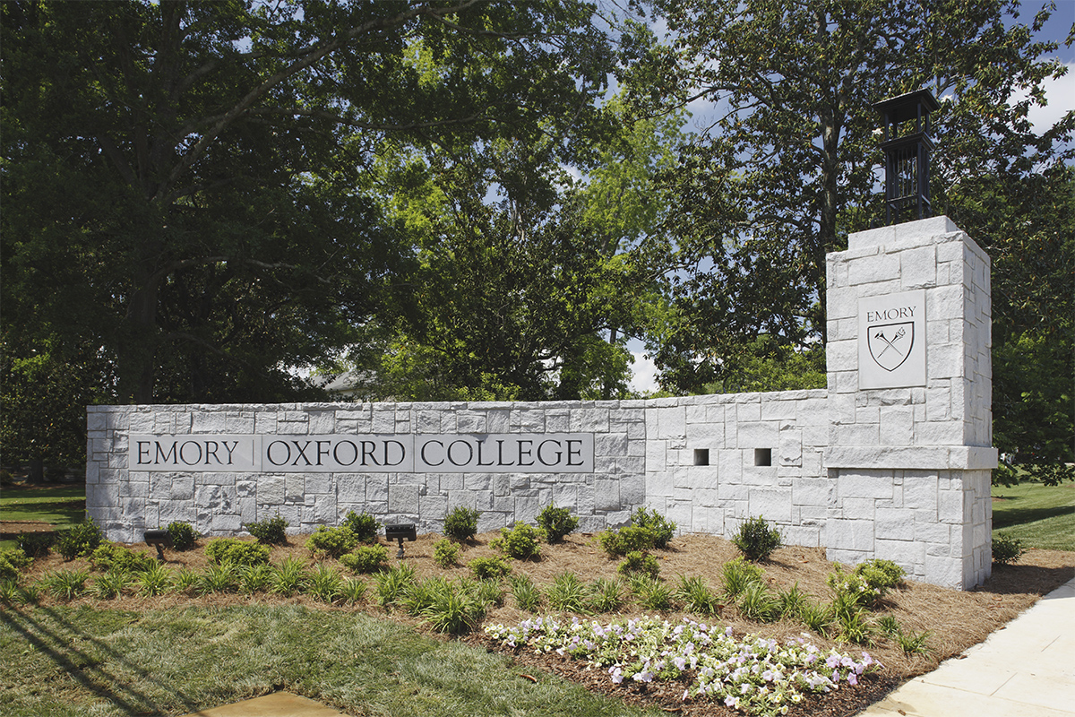 stone wall at Oxford College entrance