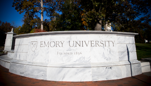 marble wall with the word emory